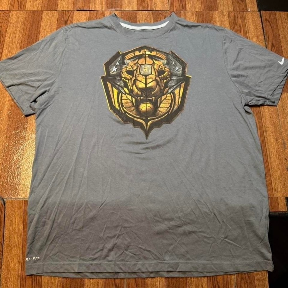 Nike Grey Lebron James Lion Graphic Retro Tech Basketball Shirt XXL